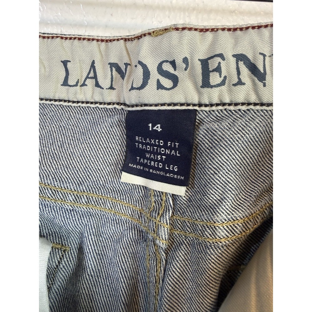 Lands End Womens Jeans Size 14 Blue Denim Relax Fit Tapered Leg Cotton Hipster - Picture 5 of 11